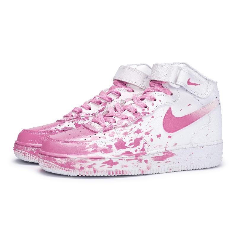 [Custom The female thief's heart was captured at the scene]  Air Force 1 Skateboard Shoes Women's Mid-Top Pink