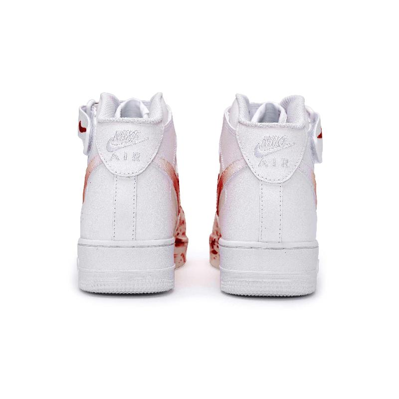 [Custom female crime scene]  Air Force 1 Skateboard Shoes Women's Mid-Top Red