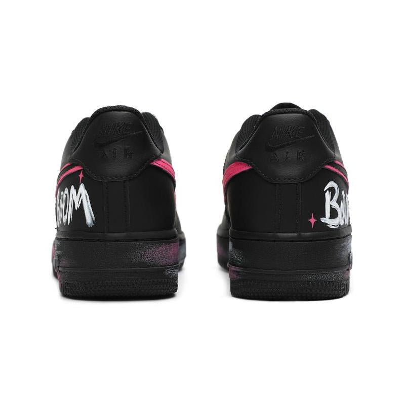 [Custom Women's high street dark ink-wash black rose]  Air Force 1 Skateboarding Shoes Women's