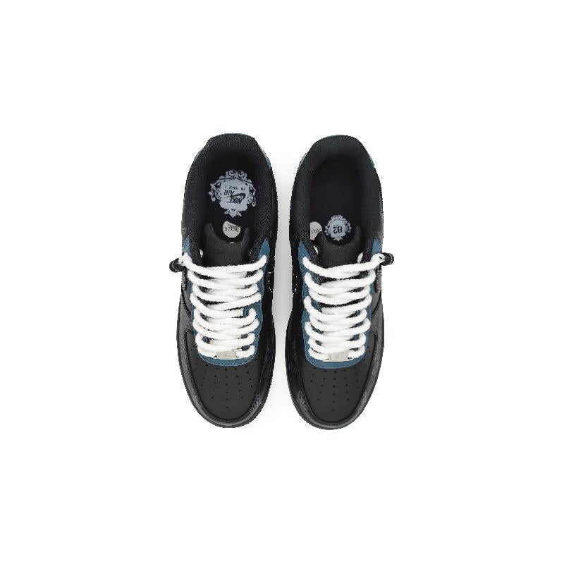 [Custom The Silk Road for women]  Air Force 1 Skateboarding Shoes Women's Low-top Blue/Silver
