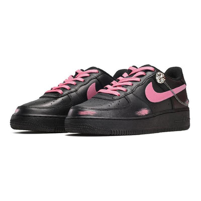 [Custom Female Shadow Floyd black pink]  Air Force 1 Skateboarding Shoes Women's Low-top Black/Pink
