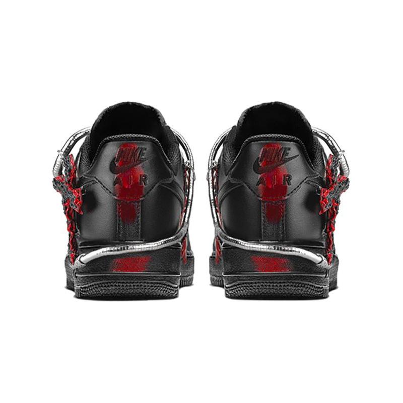 [Custom Women's dark Medusa cross in black and red]  Air Force 1 Skateboarding Shoes Women's Low-top Black/Red