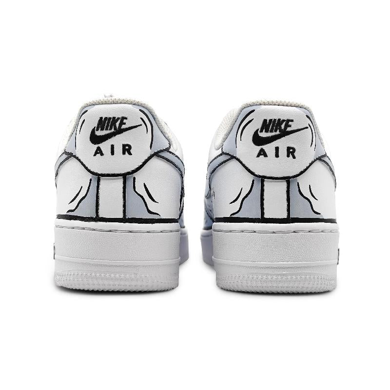 [Custom Female dynamic 2D black and grey style]  Air Force 1 Skateboarding Shoes Women's Low-top White/black/gray