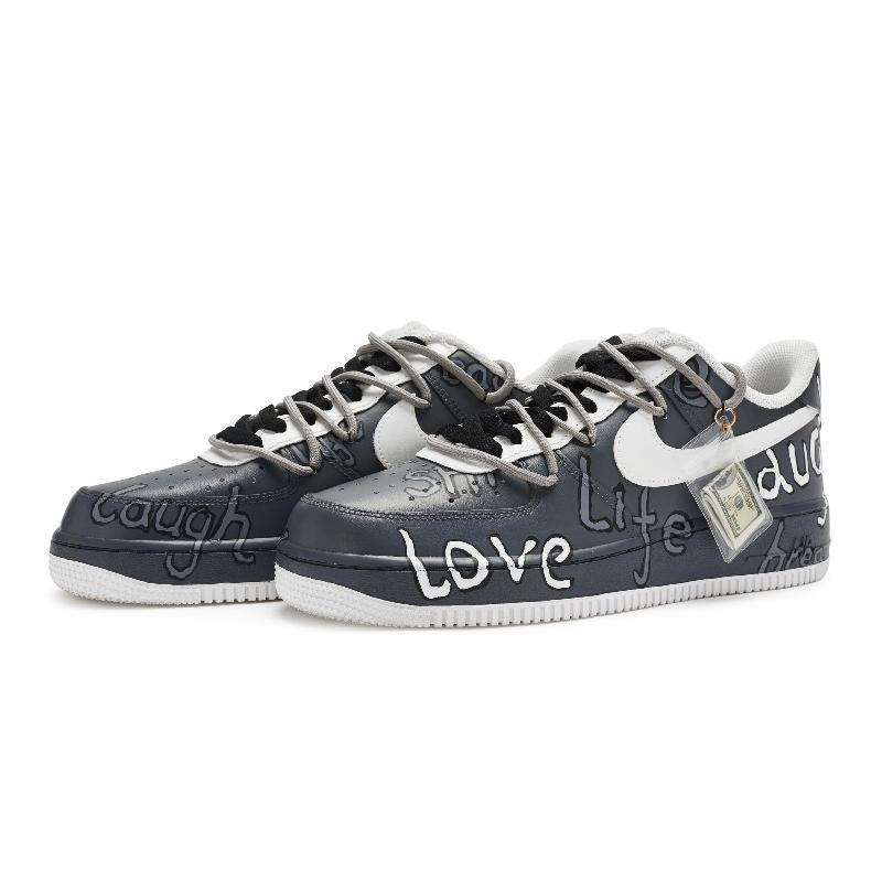 [Custom Simple life in black and white for women]  Air Force 1 Skateboarding Shoes Women's Low-top White