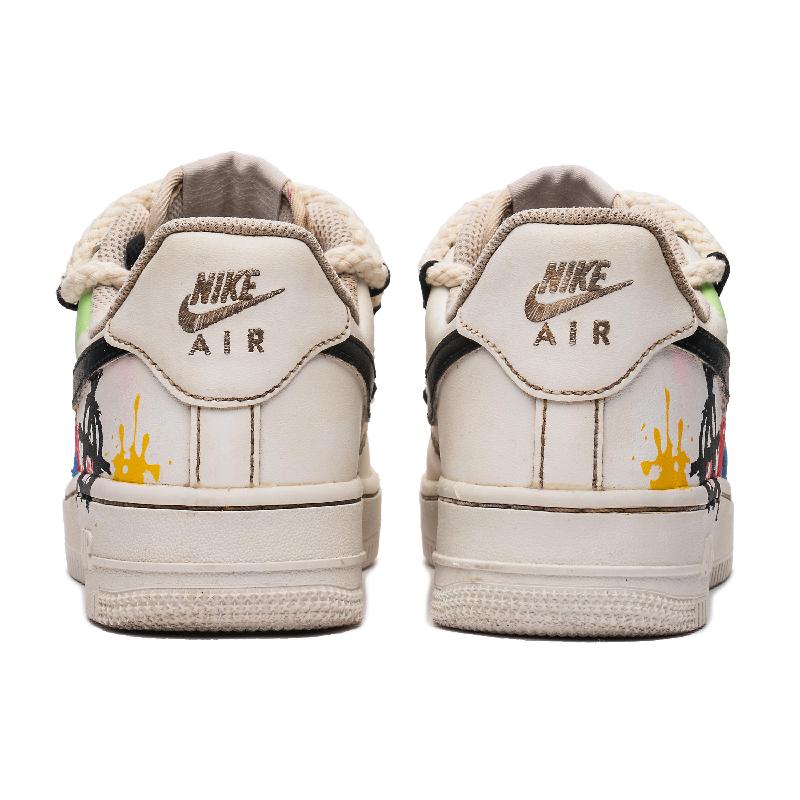 [Custom Women's ink-wash art in pink and blue]  Air Force 1 Skateboarding Shoes Women's Low-top Pink And Blue