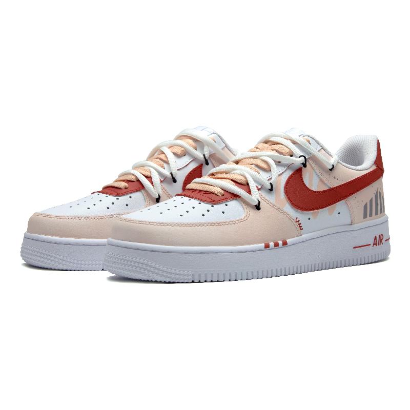 [Custom Red mark]  Air Force 1 Skateboarding Shoes Women's Low-top Red