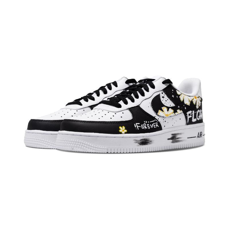 [Custom Encounter Daisy women's style]  Air Force 1 Skateboarding Shoes Women's Low-top White/yellow