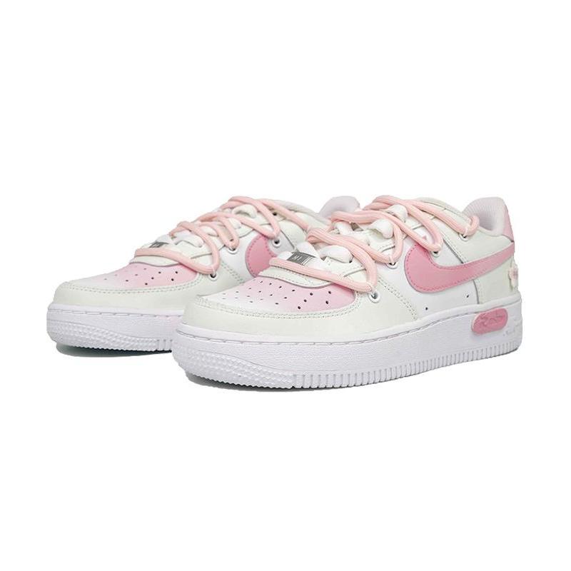 [Custom Women's blue cherry blossom pinkish-green]  Air Force 1 Skateboarding Shoes Women's