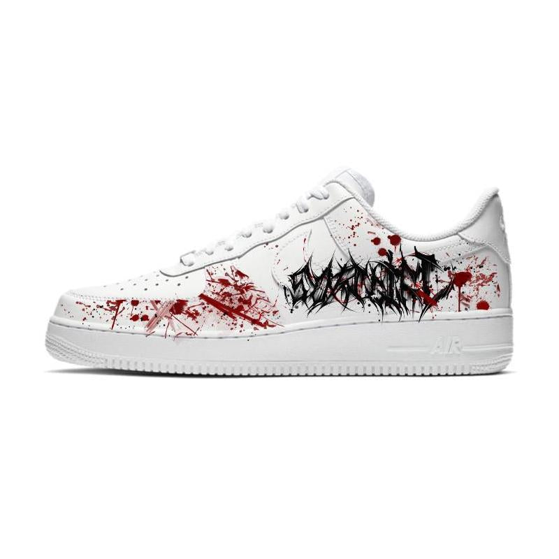 [Custom Red restricted area]  Air Force 1 Kids' Skateboarding Shoes Grade School