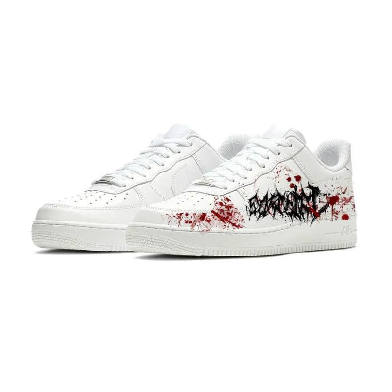 [Custom Red restricted area]  Air Force 1 Kids' Skateboarding Shoes Grade School