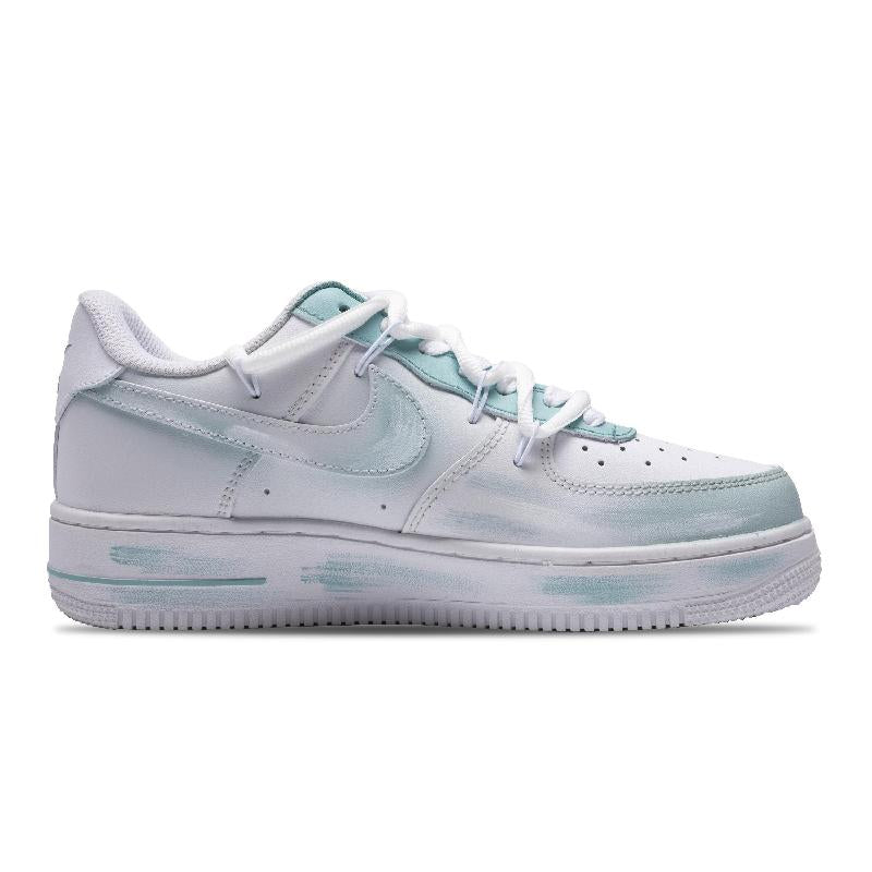 [Custom Mint marshmallows]  Air Force 1 Skateboard Shoes Women's Low-Top Blue/White