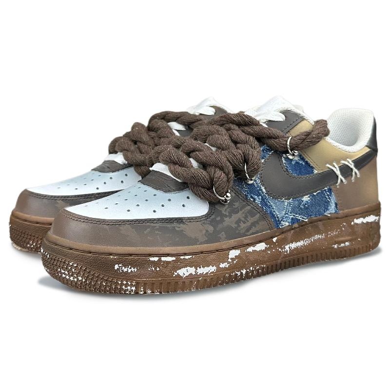 [Custom Female Ruins Apostle]  Air Force 1 Skateboarding Shoes Women's Low-top Brown/black/blue
