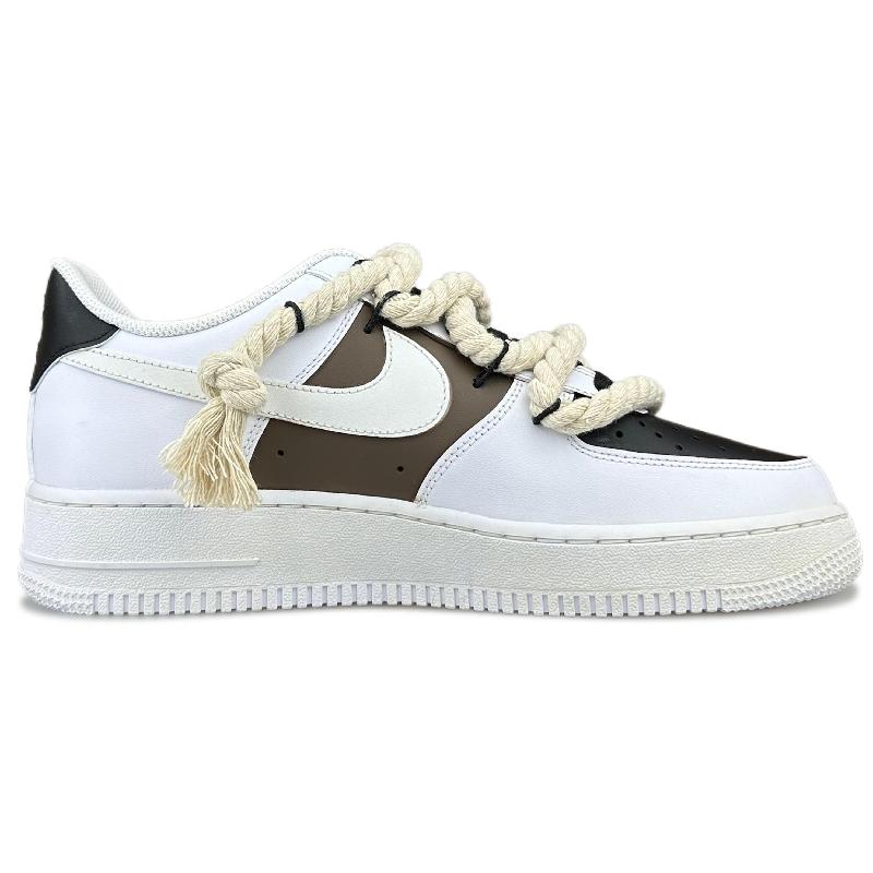 [Custom Female hacker panda]  Air Force 1 Skateboarding Shoes Women's Low-top Black/white/brown