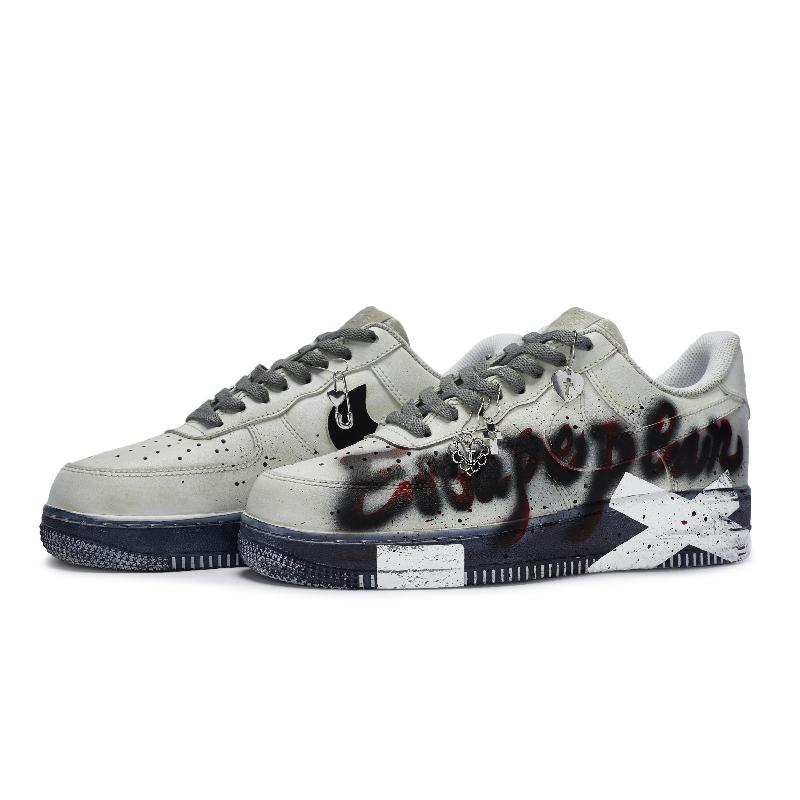 [Custom Diary of a Woman's Escape]  Air Force 1 Skateboarding Shoes Women's Low-top Grey/black