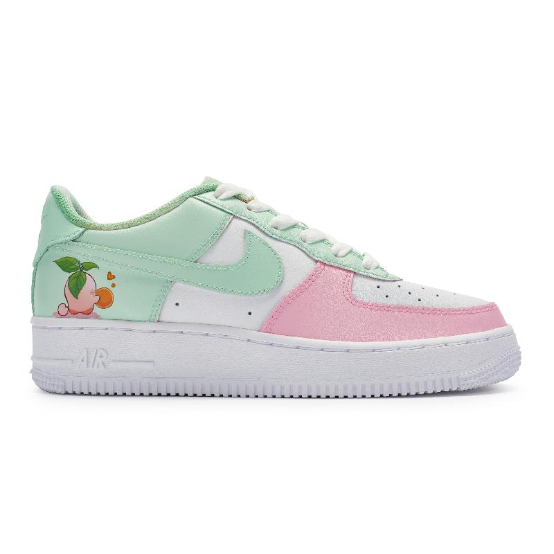 [Custom Lime And Peach]  Air Force 1 Skateboarding Shoes Women's