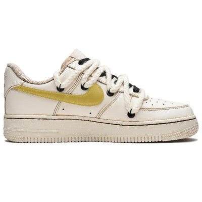 [Custom Coffee bright yellow bullet screen]  Air Force 1 Kids' Skateboarding Shoes Grade School