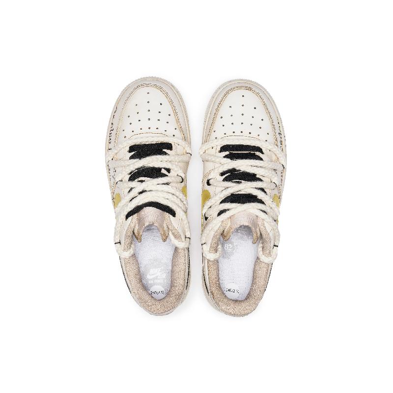 [Custom Coffee bright yellow bullet screen]  Air Force 1 Kids' Skateboarding Shoes Grade School