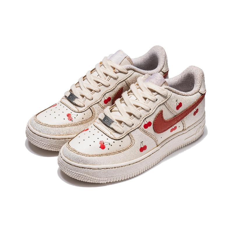 [Custom Coffee dyed cherries]  Air Force 1 Kids' Skateboarding Shoes Grade School