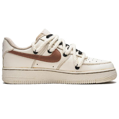 [Custom Female coffee brown bullet screen]  Air Force 1 Kids' Skateboarding Shoes Grade School