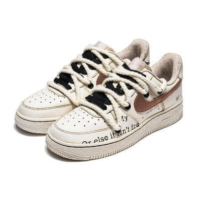 [Custom Female coffee brown bullet screen]  Air Force 1 Kids' Skateboarding Shoes Grade School