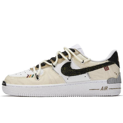 [Custom Enter the wild]  Air Force 1 Skateboarding Shoes Women's Low-top Brown/Green