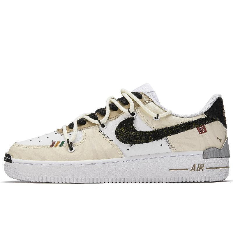 [Custom Enter the wild]  Air Force 1 Skateboarding Shoes Women's Low-top Brown/Green