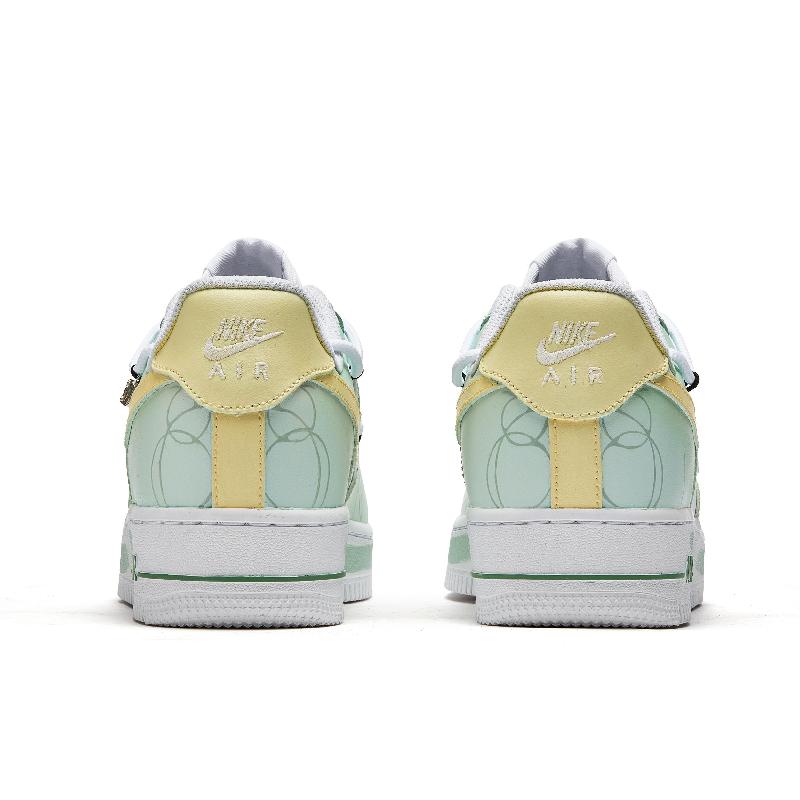 [Custom Transformational geometry]  Air Force 1 Skateboarding Shoes Women's Low-top Green, Yellow, White