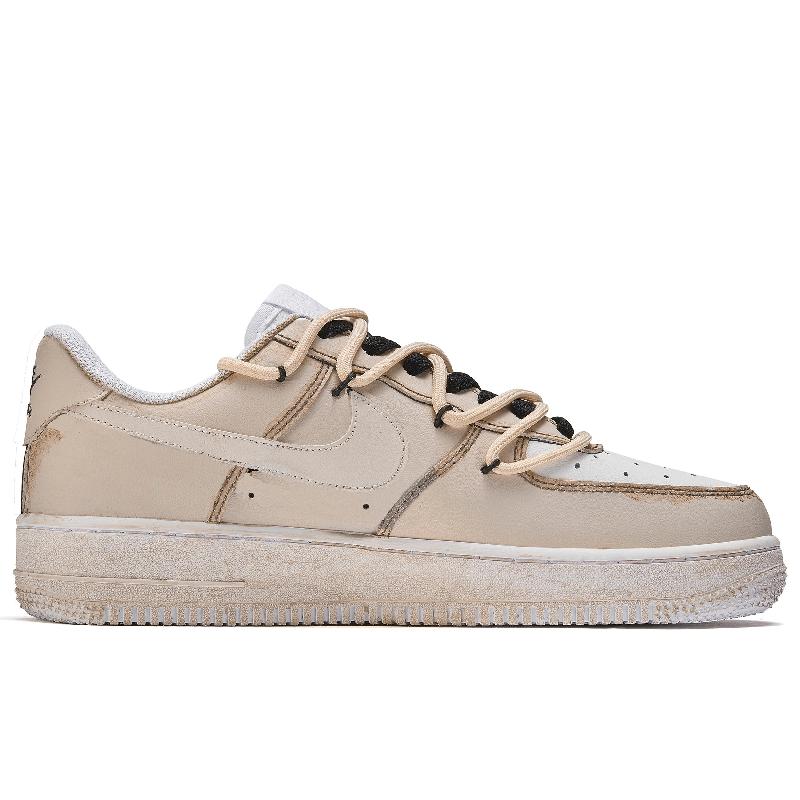 [Custom Sand dune]  Air Force 1 Skateboarding Shoes Women's Low-top Brown/brown/black