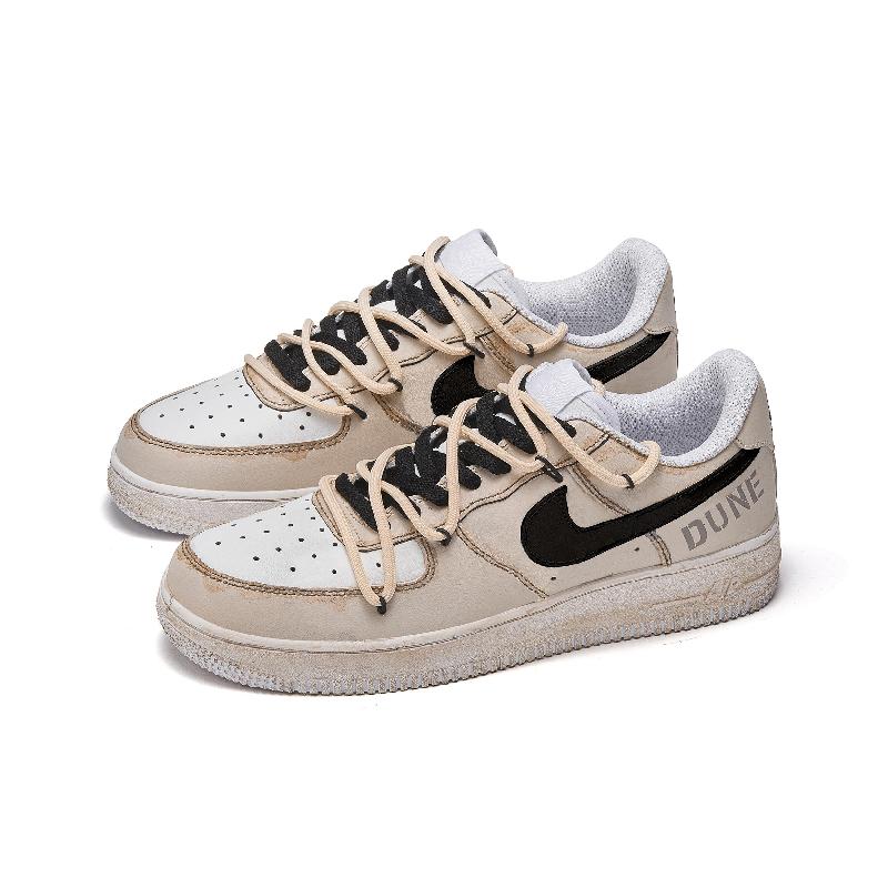 [Custom Sand dune]  Air Force 1 Skateboarding Shoes Women's Low-top Brown/brown/black