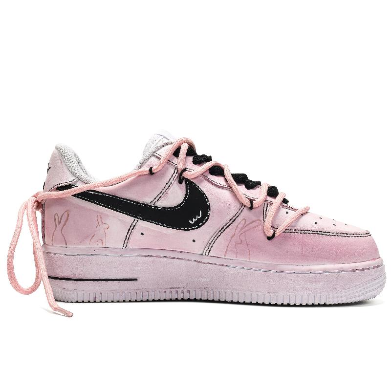 [Custom Mianmian]  Air Force 1 Skateboarding Shoes Women's Low-top Pink/Black