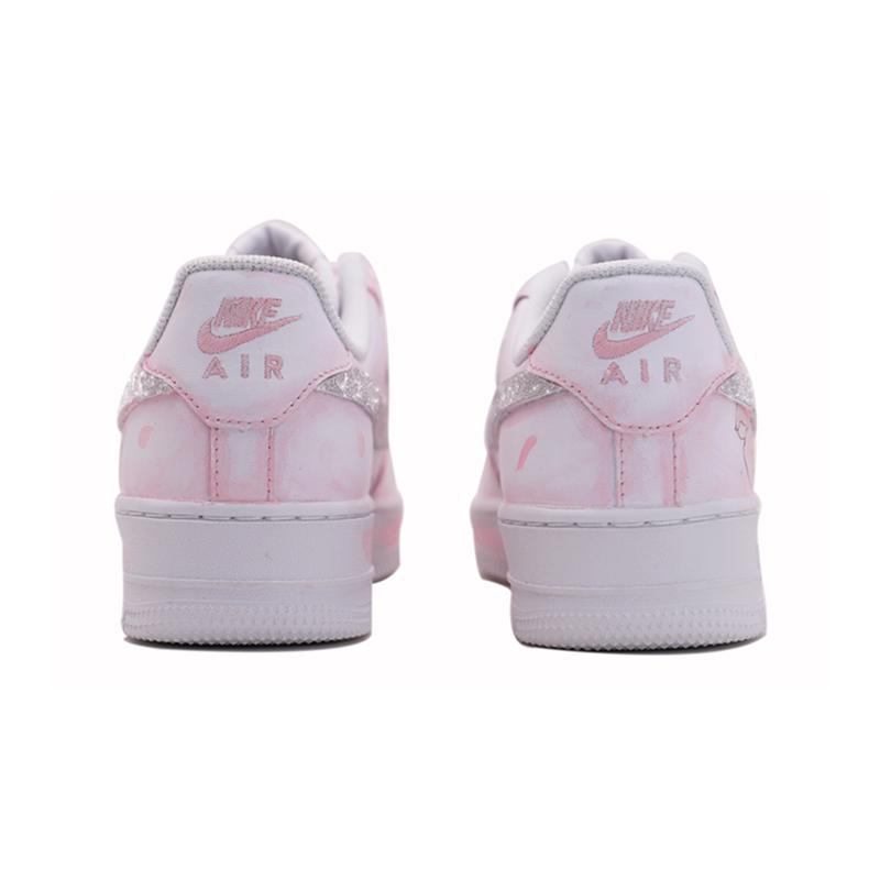 [Custom Peach Blossom]  Air Force 1 Skateboarding Shoes Women's Low-top Pink/white
