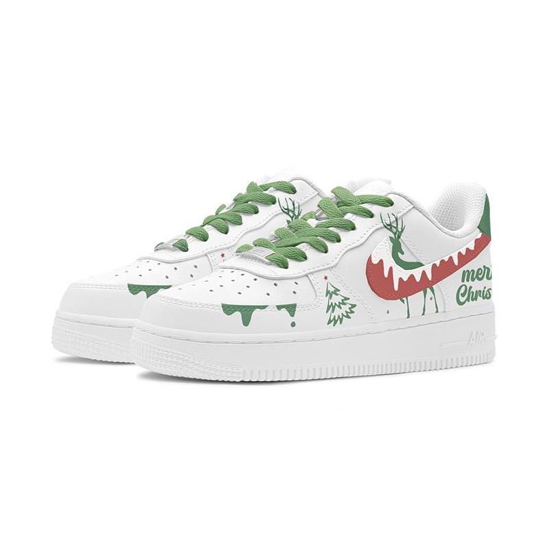 [Custom Elven Elk Woman]  Air Force 1 Skateboarding Shoes Women's Low-top Red