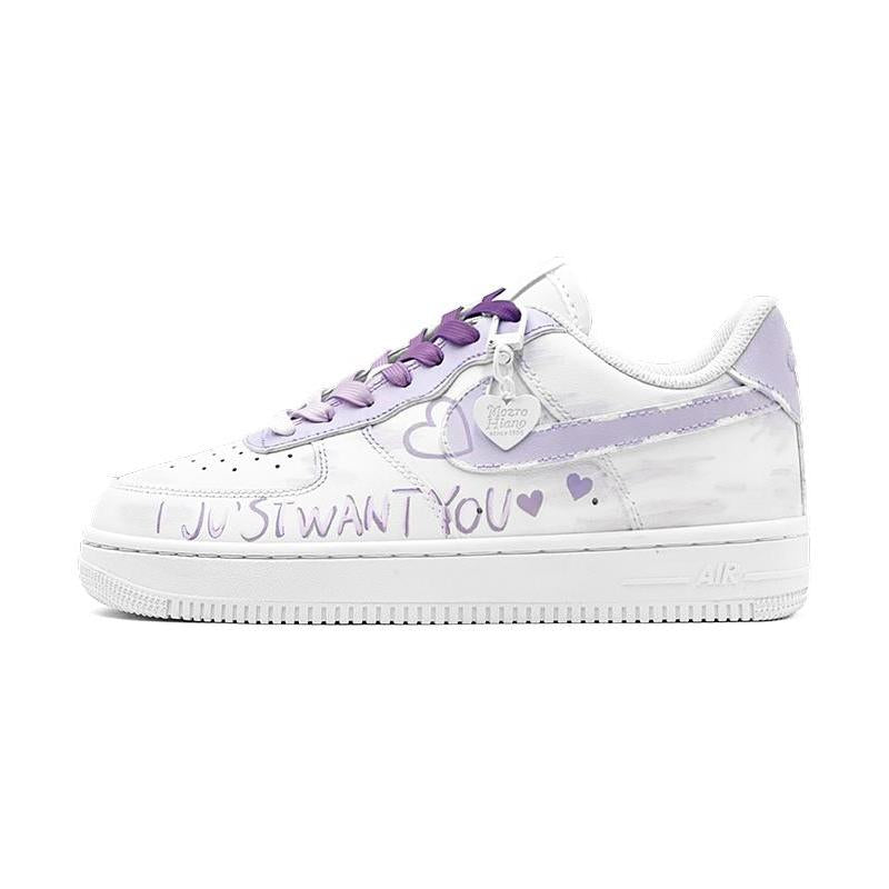 [Custom Purple lover's heart]  Air Force 1 Skateboarding Shoes Women's