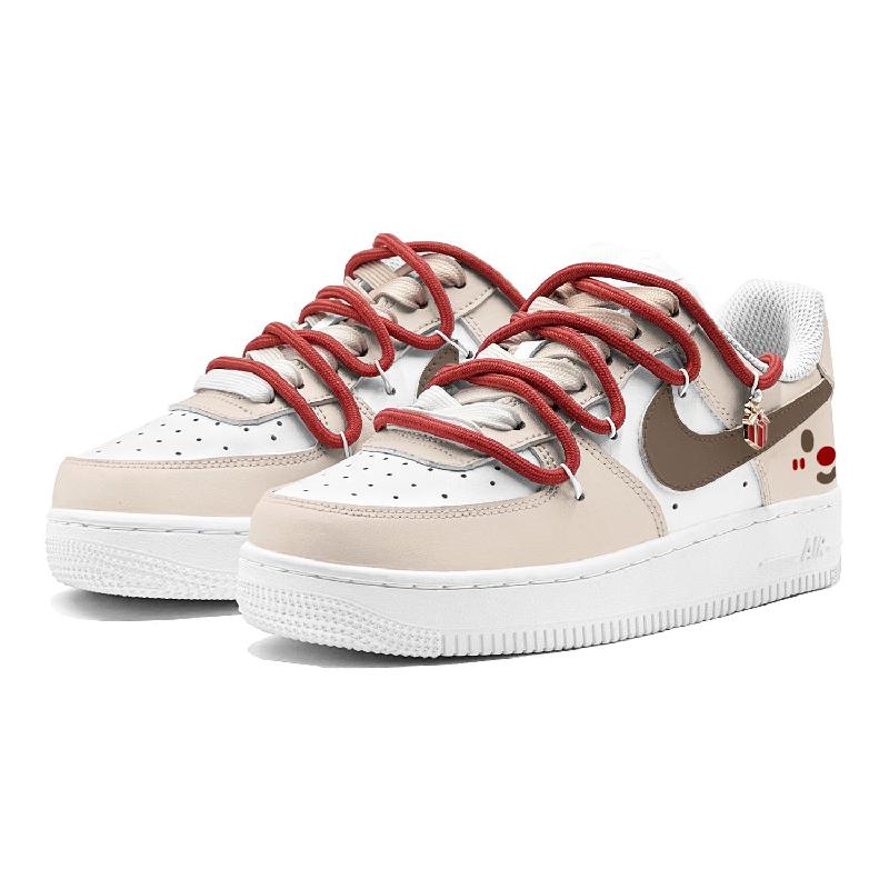 [Custom Santa Fawn]  Air Force 1 Kids' Skateboarding Shoes Grade School