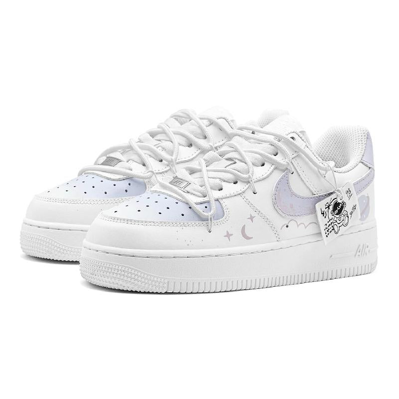 [Custom Planet astronaut female]  Air Force 1 Skateboarding Shoes Women's Low-top White/Blue