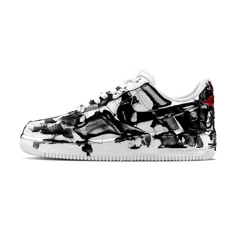 [Custom A dynamic 2D style peeping into black and red]  Air Force 1 Skateboarding Shoes Low-top Black/Red