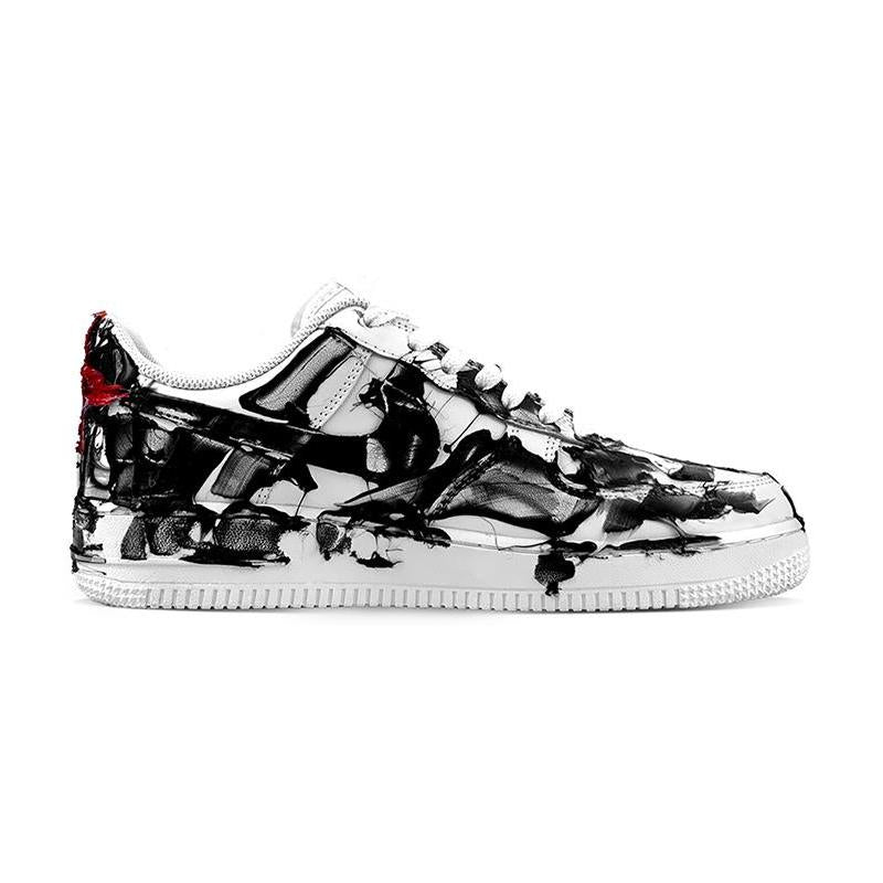 [Custom A dynamic 2D style peeping into black and red]  Air Force 1 Skateboarding Shoes Low-top Black/Red