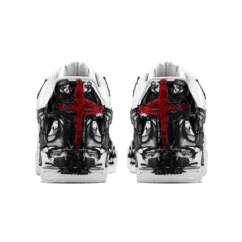 [Custom A dynamic 2D style peeping into black and red]  Air Force 1 Skateboarding Shoes Low-top Black/Red