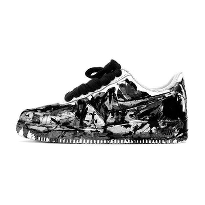 [Custom Female style in black, white and grey with ink charm]  Air Force 1 Skateboarding Shoes Women's Low-top Black/white/gray