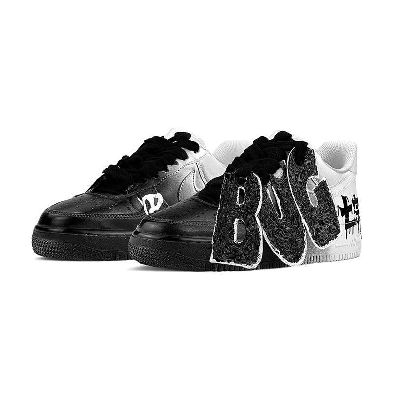 [Custom The female version of Dark Seven Deadly SINS BUG Black and White]  Air Force 1 Skateboarding Shoes Women's Low-top Black/white