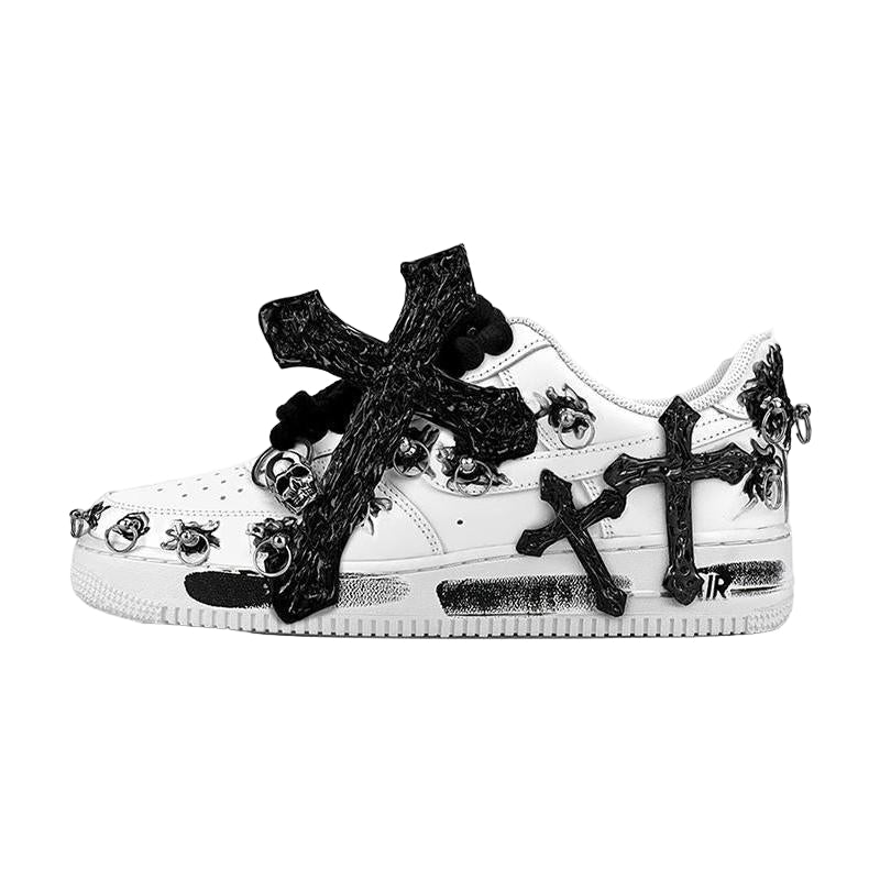 [Custom A female skull in black and white]  Air Force 1 Skateboarding Shoes Women's