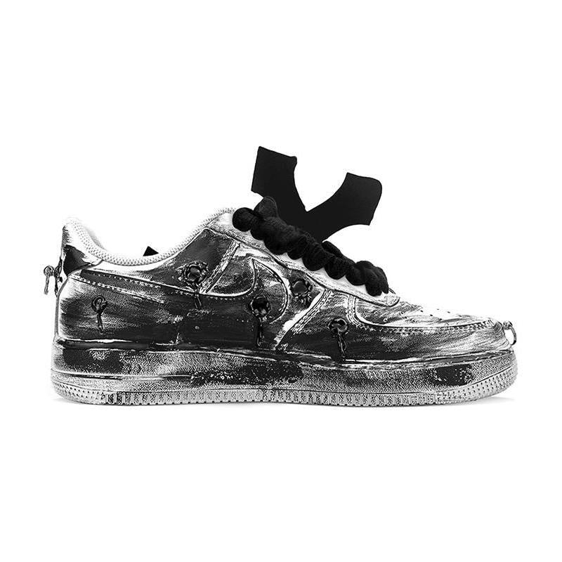 [Custom A female skull in black and white]  Air Force 1 Skateboarding Shoes Women's