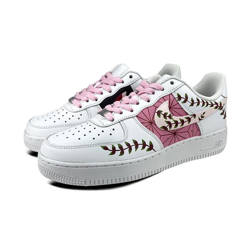 [Custom The female model, Nezuko Kamado]  Air Force 1 Skateboarding Shoes Women's Low-top White/powder