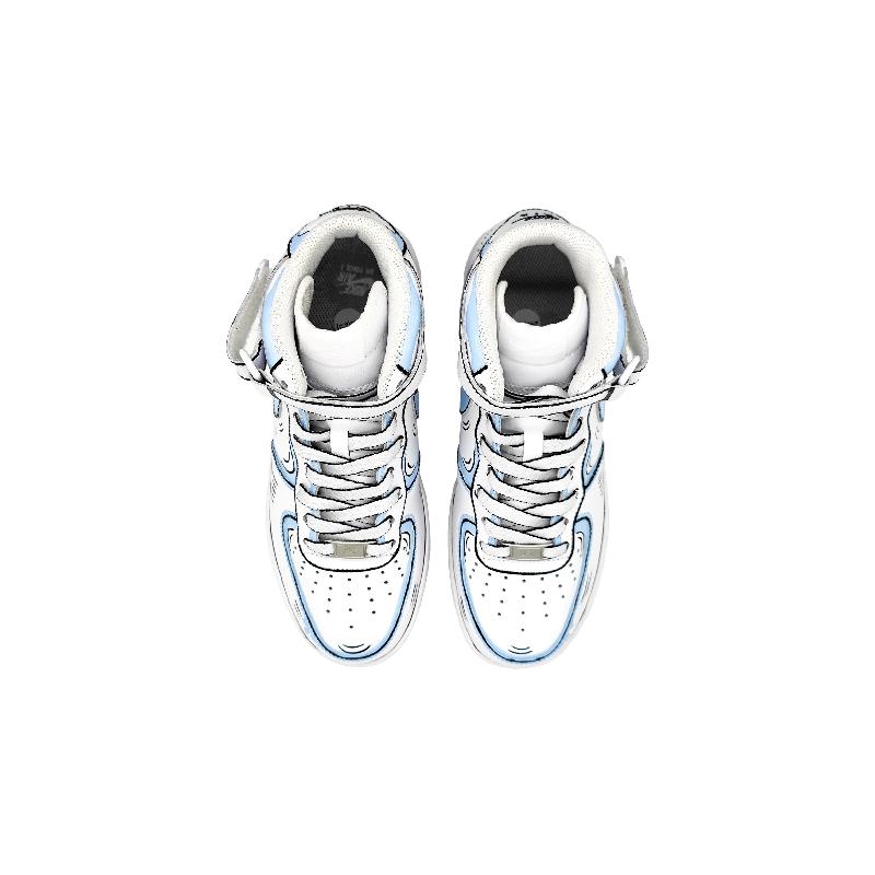 [Custom Women's dynamic 2D blue and gray style]  Air Force 1 Skateboarding Shoes Women's