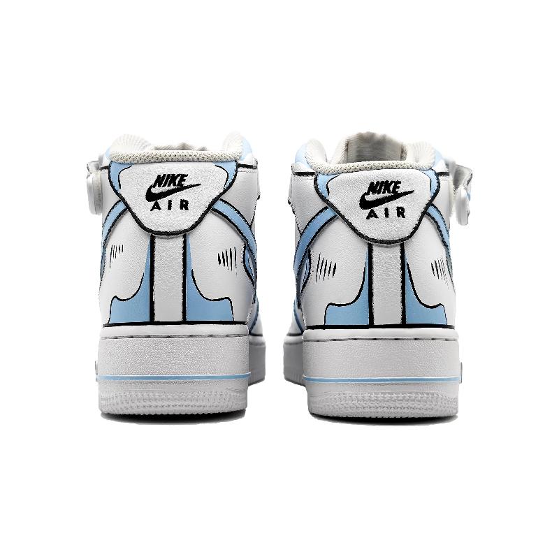 [Custom Women's dynamic 2D blue and gray style]  Air Force 1 Skateboarding Shoes Women's