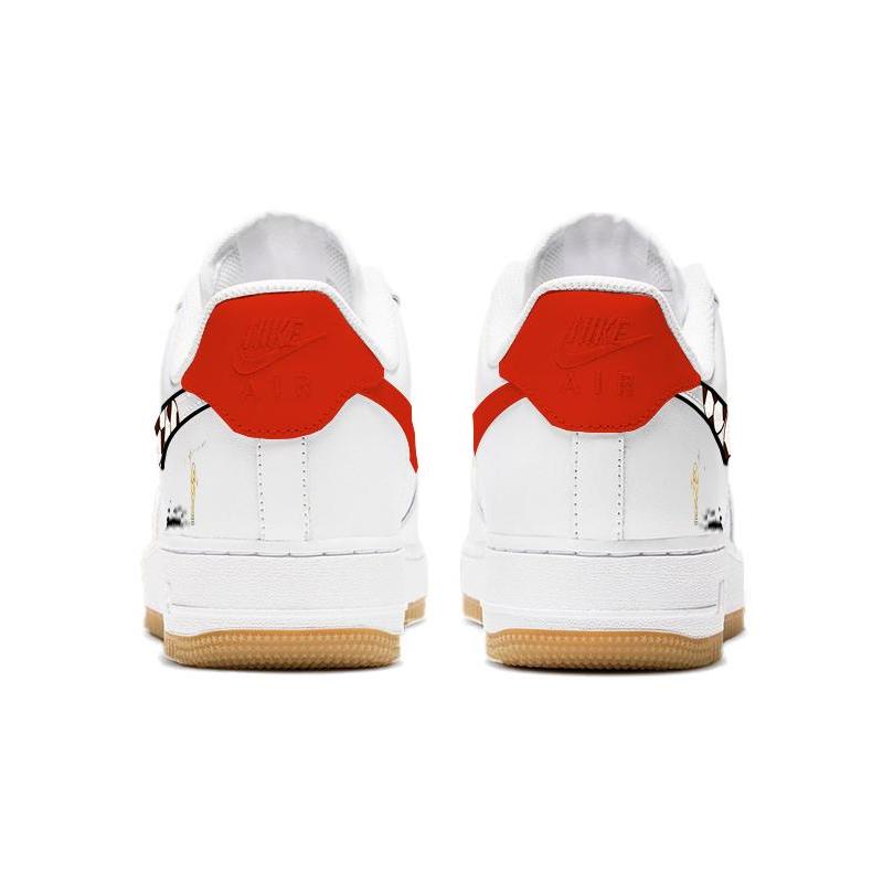 [Custom The Chinese team]  Air Force 1 Skateboarding Shoes Men Low-top Red/white