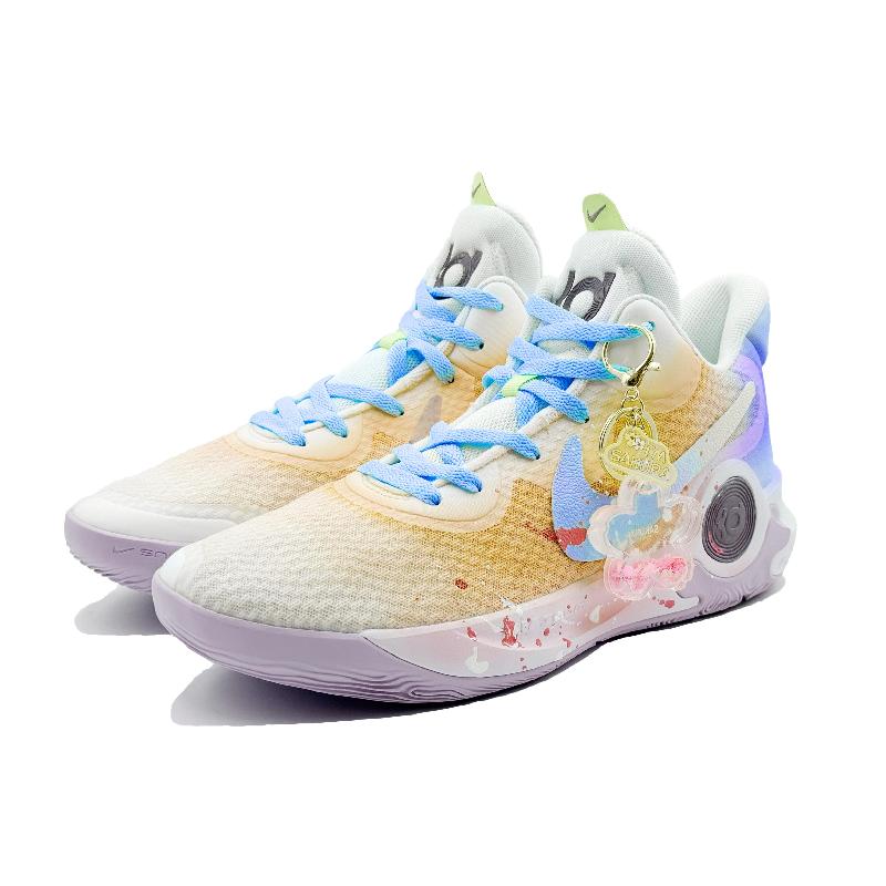 [Custom Leaves Scatter Golden]  KD Trey 5 IX Vintage Basketball Shoes Unisex Low-top Yellow