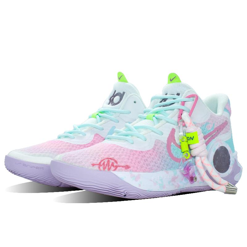 [Custom Passionate ink splashing]  KD Trey 5 IX Basketball Shoes Unisex Mid-Top Blue/Pink