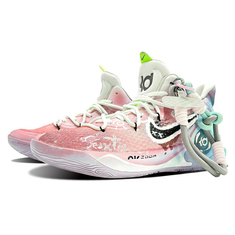 [Custom Pink Rhythm]  KD Trey 5 IX Basketball Shoes Men Mid-Top Pink/Blue/White