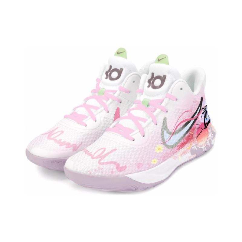 [Custom Pink moment]  KD Trey 5 IX Vintage Basketball Shoes Men Low-top White/pink